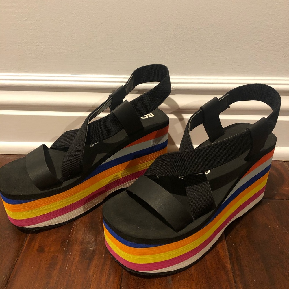Rainbow foam platform sandles